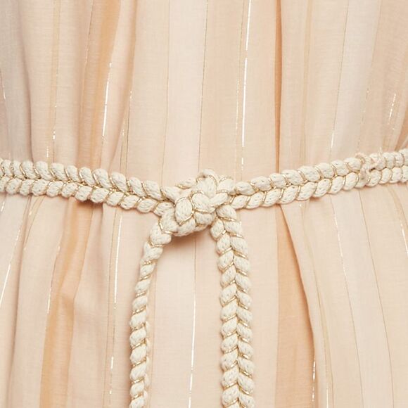 Zimmermann Beige Metallic Striped Cotton Tiered Maxi Dress M - Picture 3 of 6